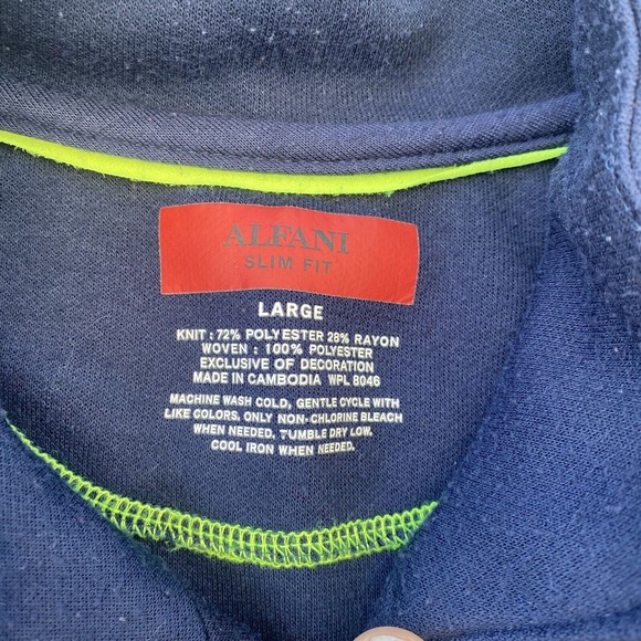 Alfani Track Jacket Mens Size Large Slim Fit Navy Black Front Zip Up - Picture 3 of 7